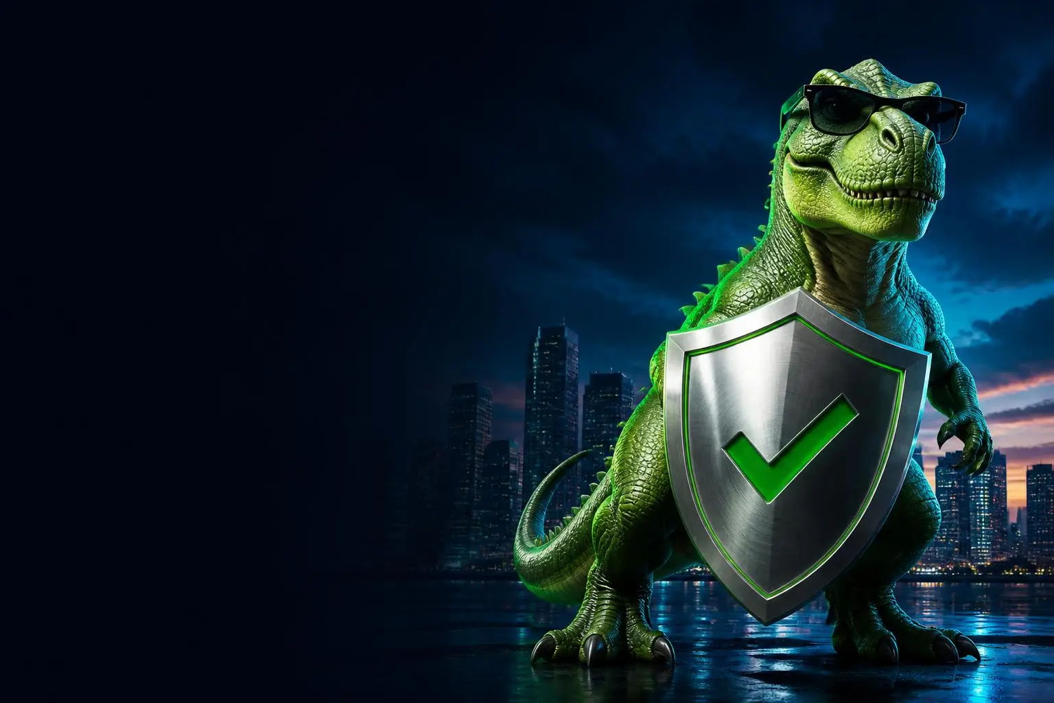 ReputationZilla dinosaur guardian protecting an online reputation